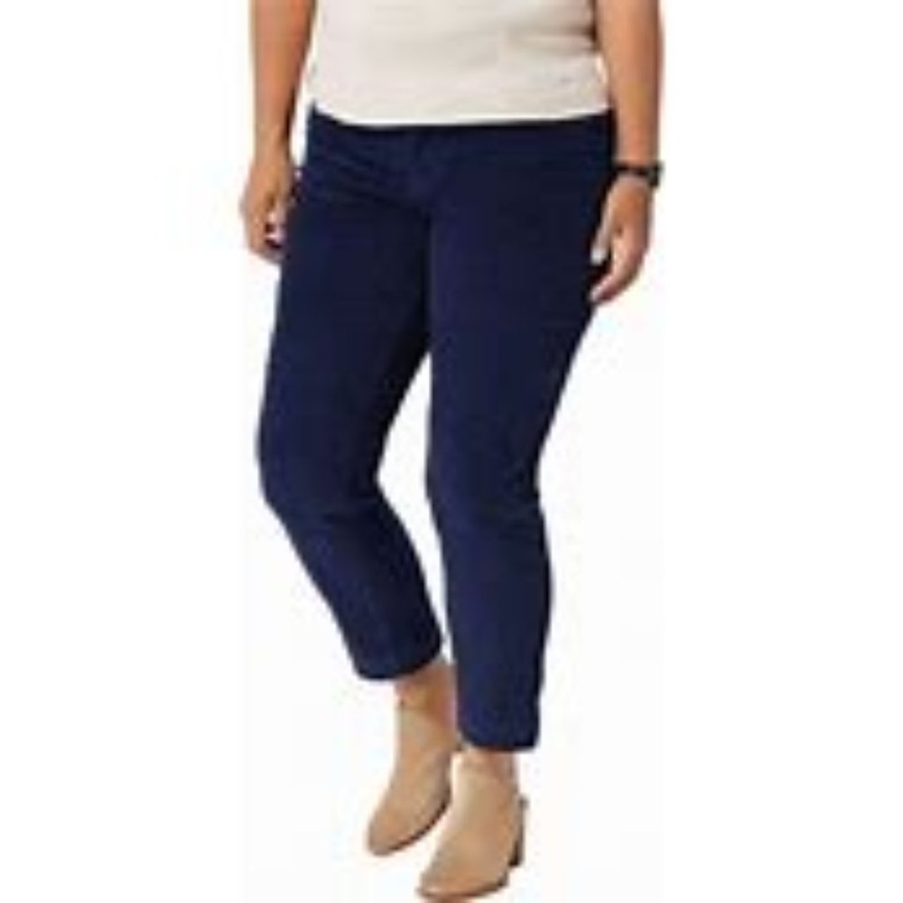 NWT Isaac Mizrahi Live! Navy True Denim Corduroy Ankle  Pants - 30W Tall